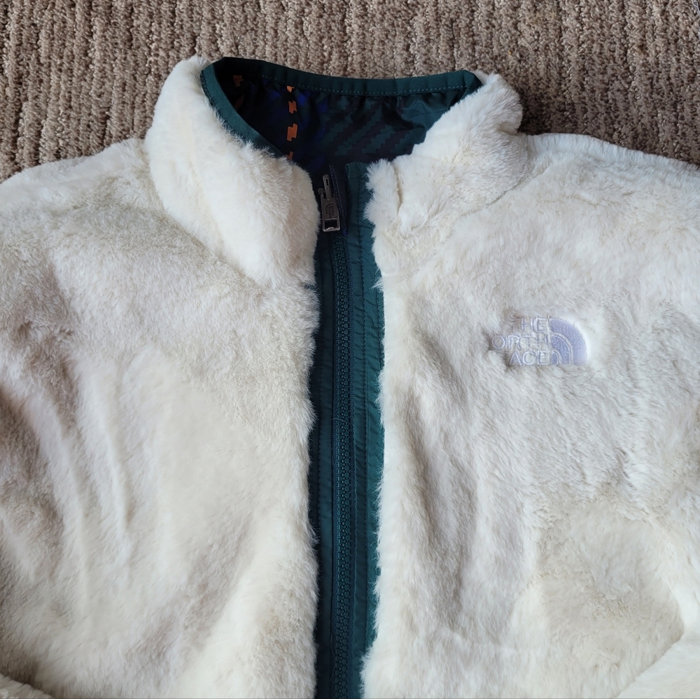 THE NORTH FACE REVERSIBLE  WINTER FALL JACKET PLUSH LINER PURPLE GREEN GIRLS 12 - Picture 7 of 16